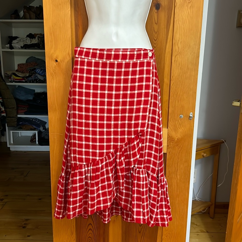 Rails Red and White picnic wrap skirt